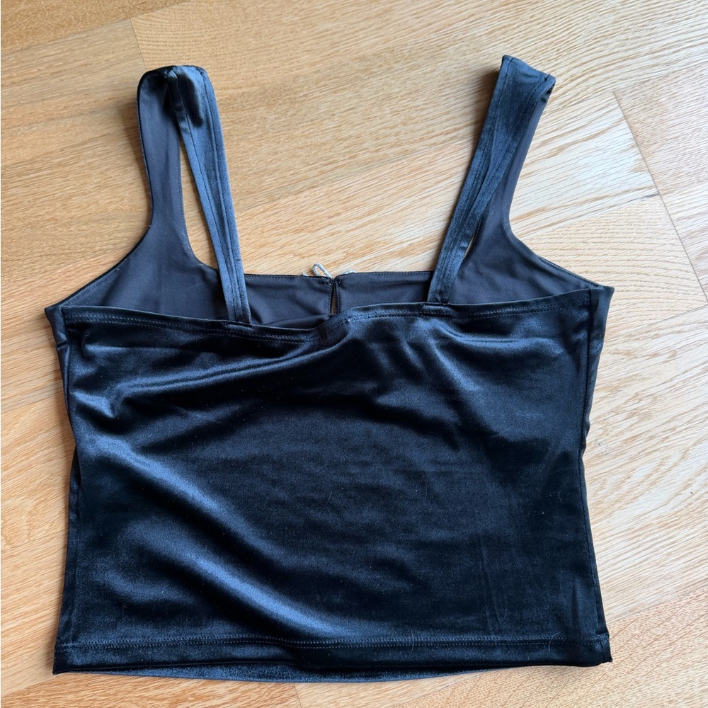 Wild Fable Black Velvet Bow Tank Top - Picture 3 of 3